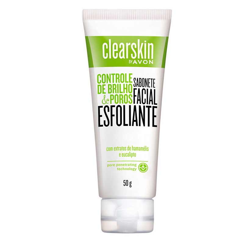 Sabonete Facial Esfoliante Controle de Brilho Poros Clearskin Avon 50g