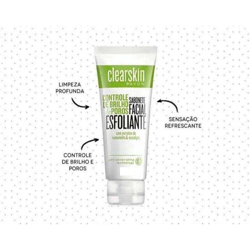 Sabonete Facial Esfoliante Controle de Brilho Poros Clearskin Avon 50g