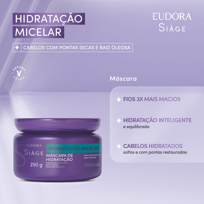 Combo Anti Oleosidade Micelar Siàge Shampoo+Condicionador+Mascara Capilar