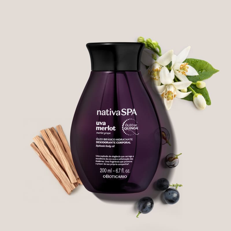 Óleo Bifásico Hidratante Desodorante Corporal Nativa Spa Uva Merlot 200ml - o Boticário