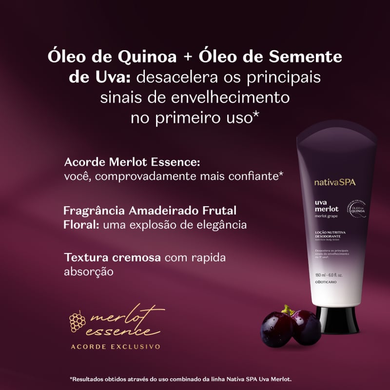 Loção Nutritiva Desodorante Nativa Spa Uva Merlot 180ml - oBoticário