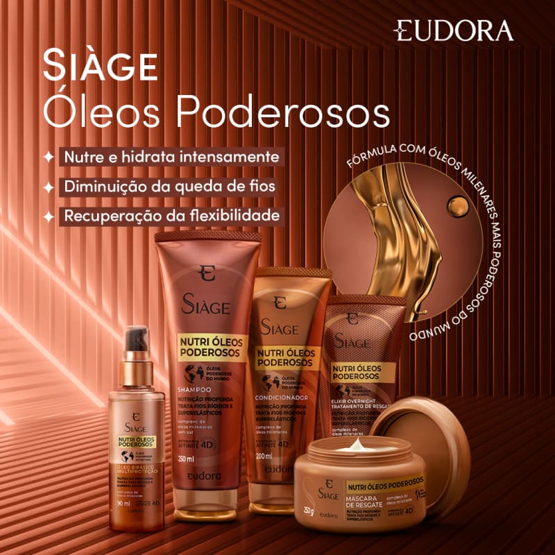 Combo Siàge Nutri Óleos Poderosos Shampoo 250ml + Condicionador 200ml - Eudora