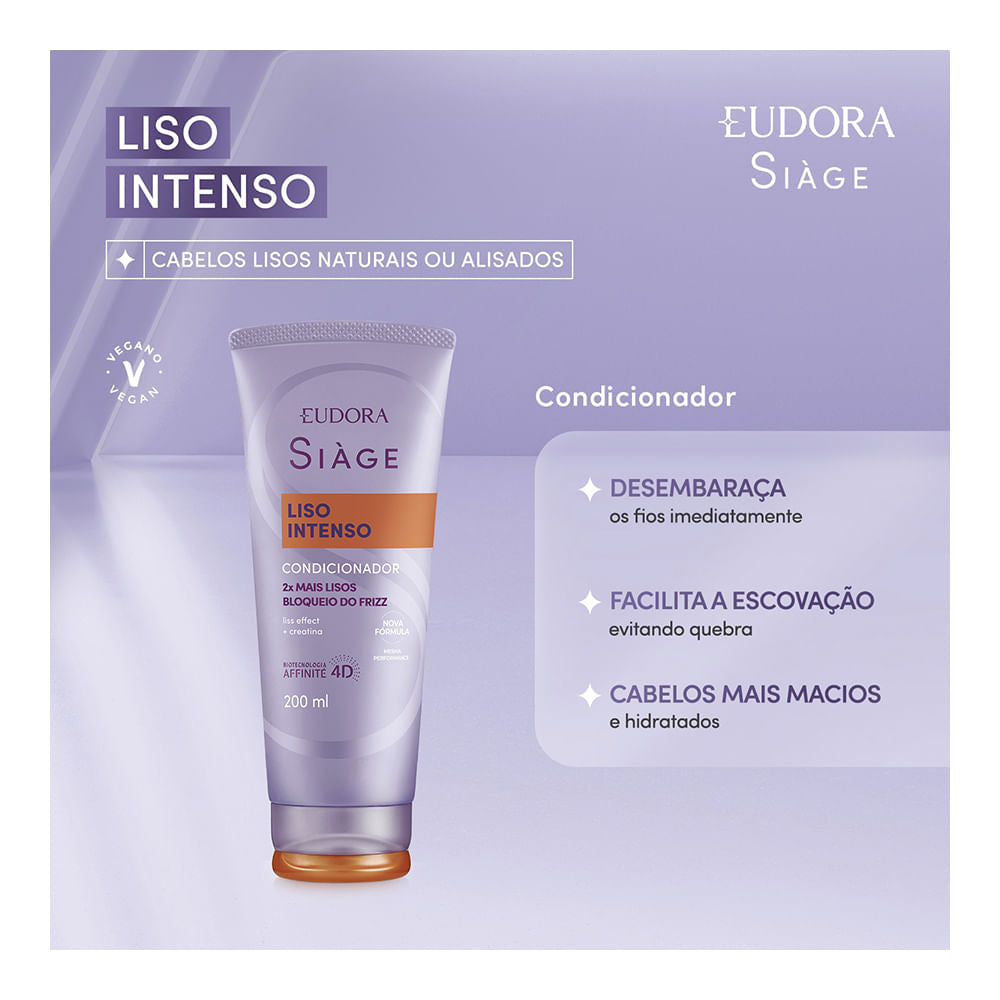 Combo Siàge Liso Intenso: Shampoo 250ml + Condicionador 200ml