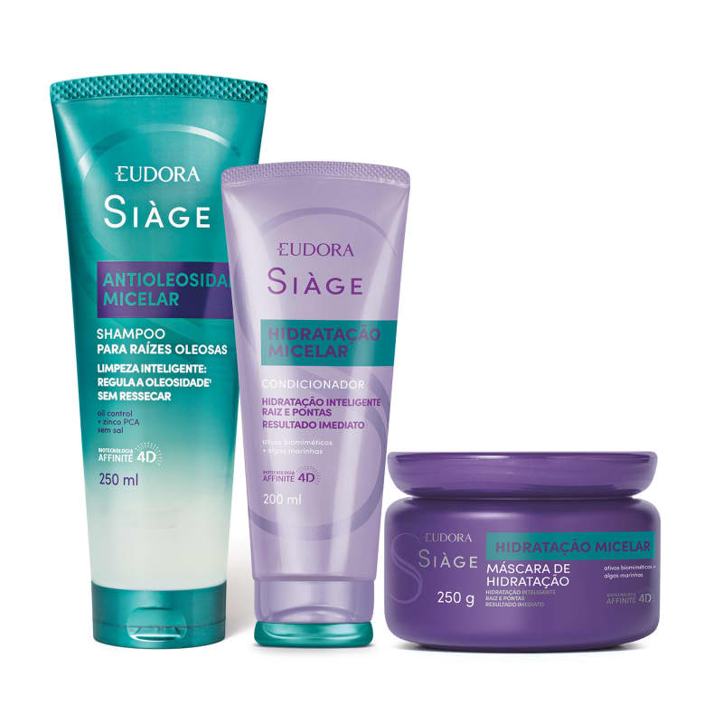 Combo Anti Oleosidade Micelar Siàge Shampoo+Condicionador+Mascara Capilar