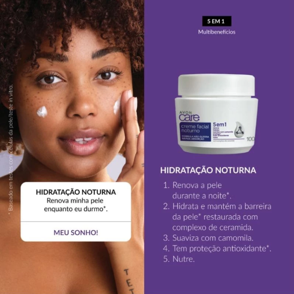 Creme Facial Noturno 5 m 1 Avon Care 100g