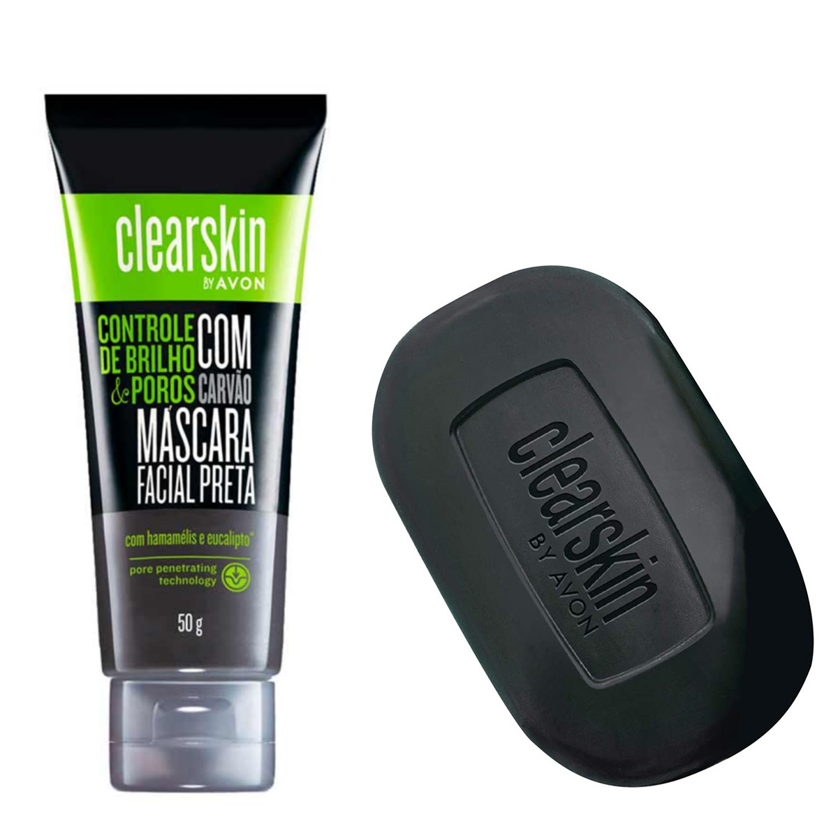 Combo ClearSkin Máscara Facial Negra com Carvão + Sabonete Barra Purificante Carvão (2 itens) Avon