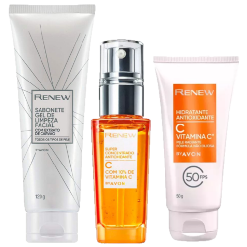 Kit Renew Vitamina C Hidratante Facial + Sabonete Gel de Limpeza 120g + Vitamina C Super Concentrado - Avon