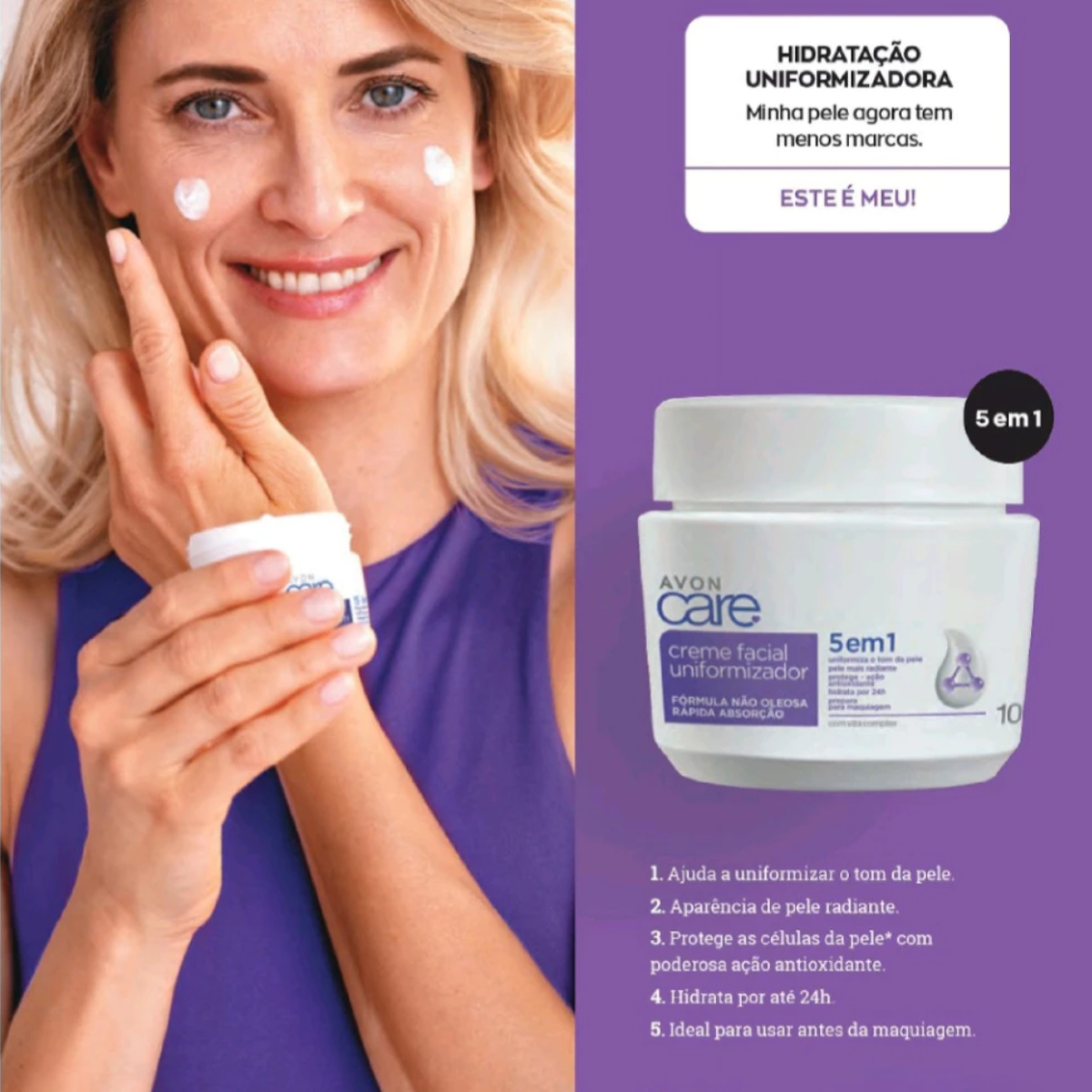 Creme Facial Uniformizador 5 em 1 Avon Care 100g