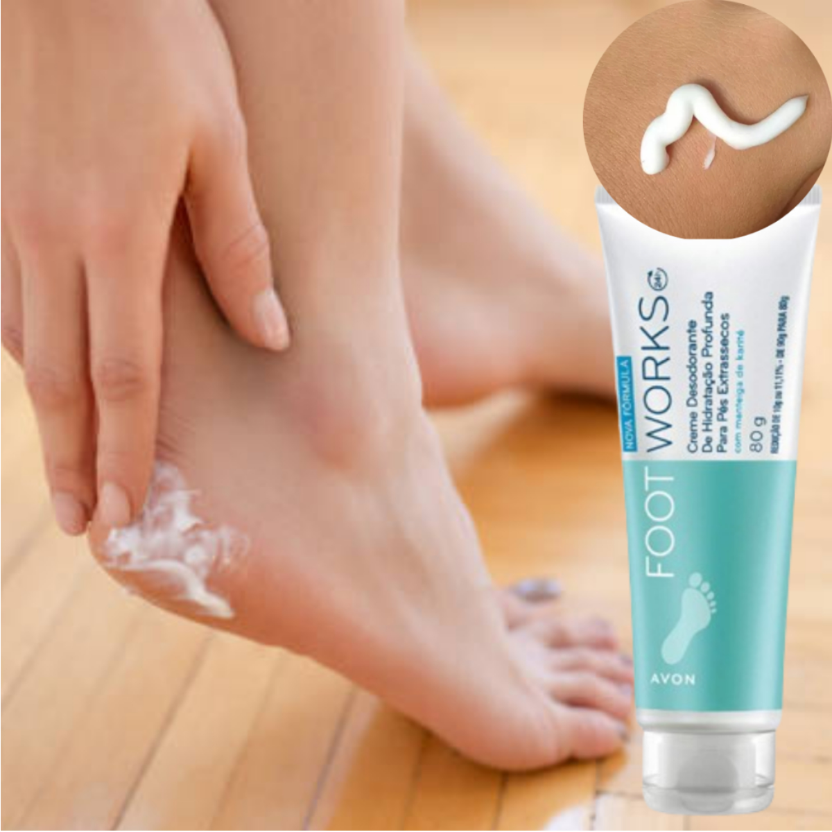 Foot Works Creme Desodorante Hidratação Profunda Para Pés Extrassecos 80g - Avon