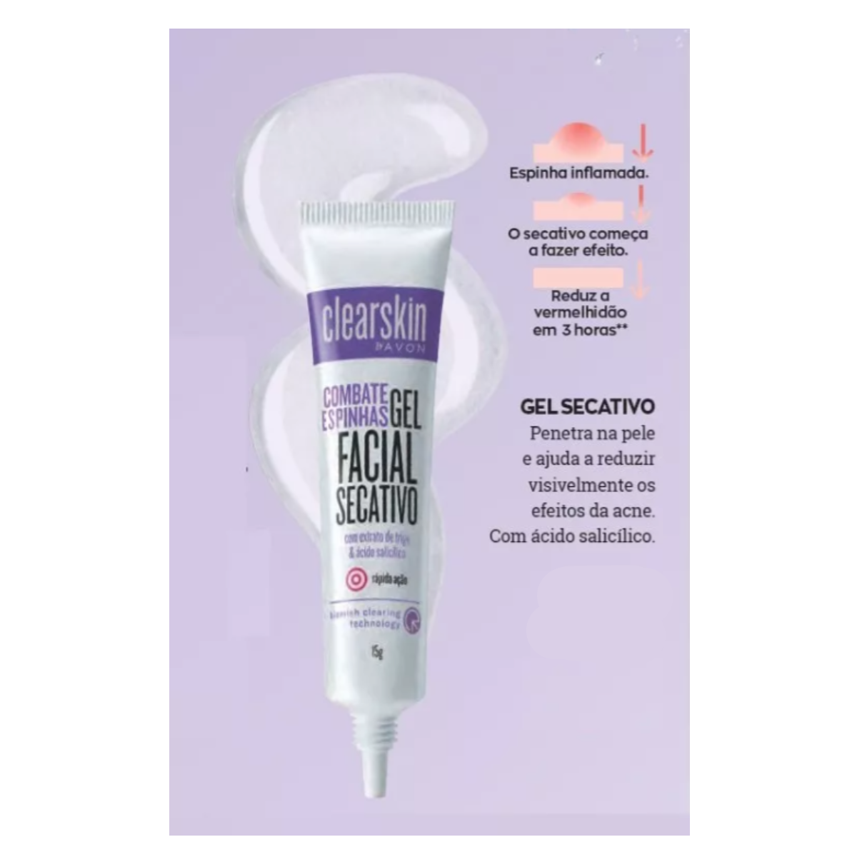 Gel Facial Secativo Combate Espinhas Clearskin Avon 15g