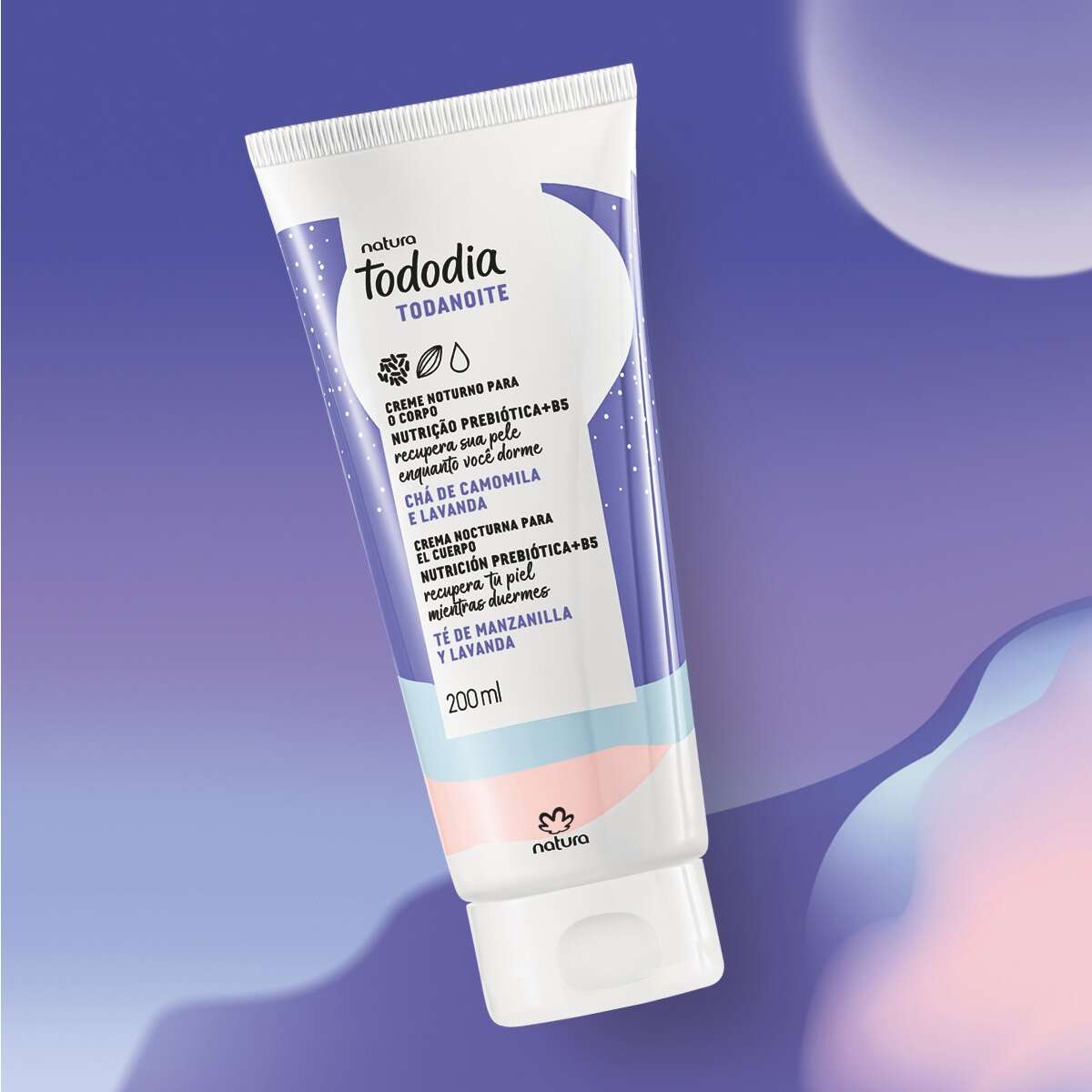 Creme Noturno Para o Corpo Tododia Todanoite Chá de Camomila e Lavanda 200ml Natura