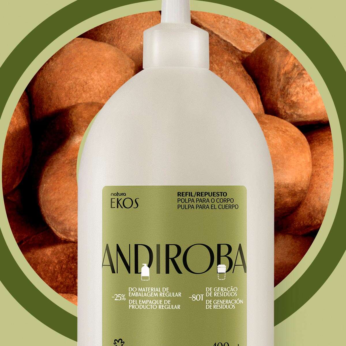 Refil Polpa Desodorante Hidratante Para o Corpo Andiroba Ekos 400ml - Natura