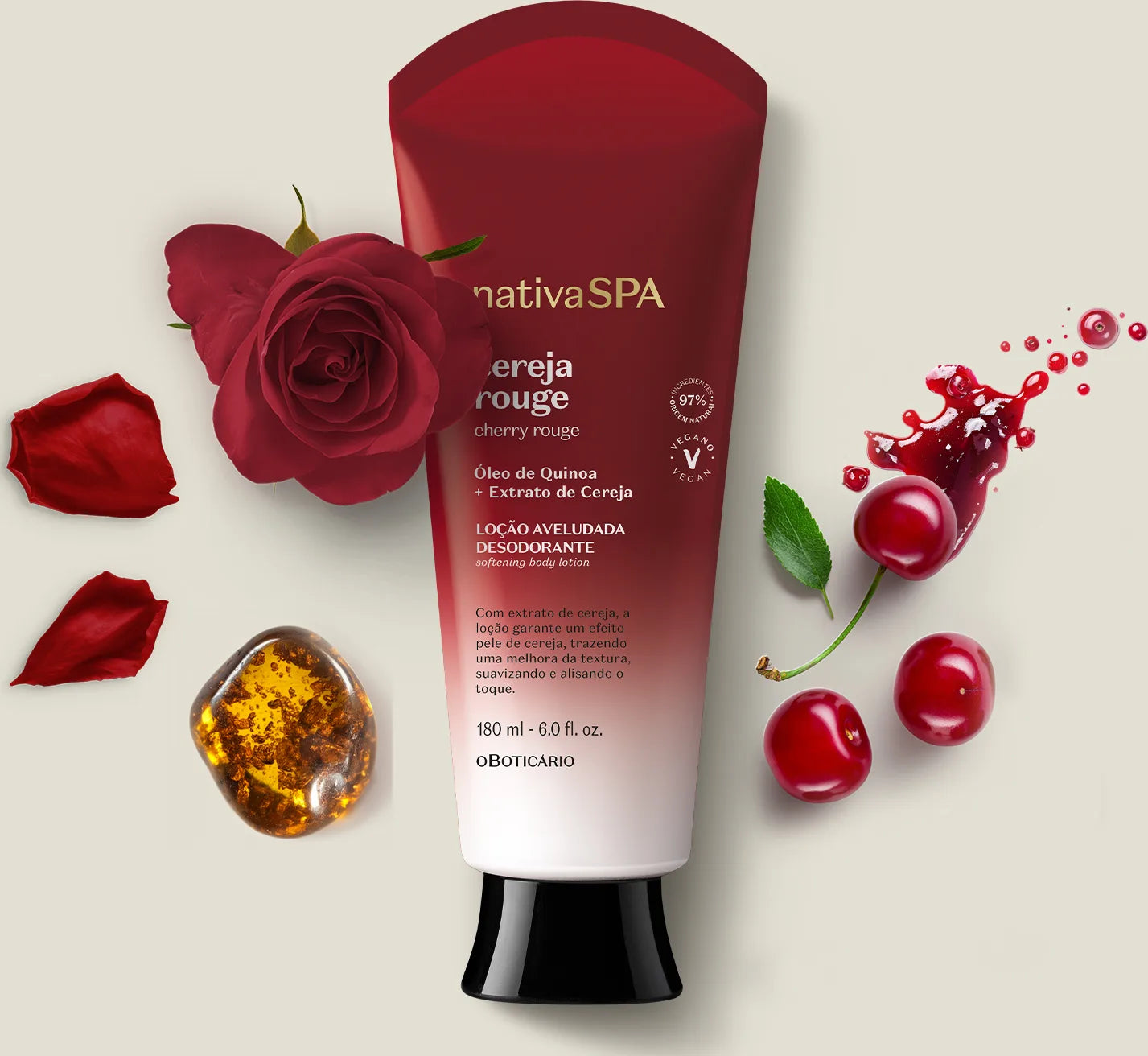 Loção Aveludada Desodorante Corporal Nativa Spa Cereja Rouge 180ml