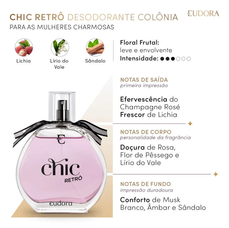 Colônia Desodorante Chic Retrô 95ml - Eudora