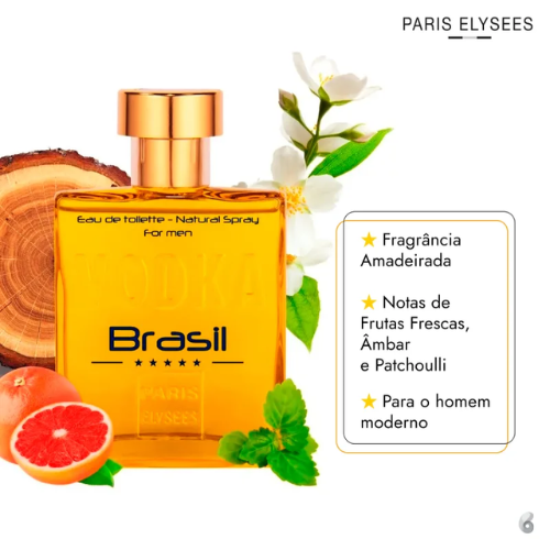 Vodka Brasil Yellow Eau de Toilette Masculino 100ml - Paris Elysees