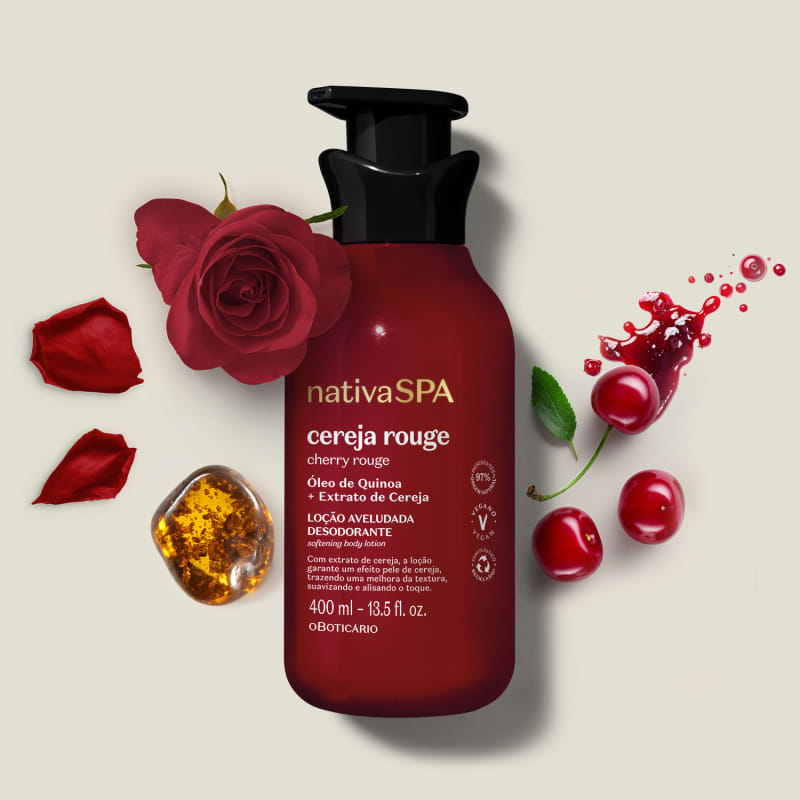 Loção Hidratante Corporal Aveludada Nativa Spa Cereja Rouge 400ml - o Boticário