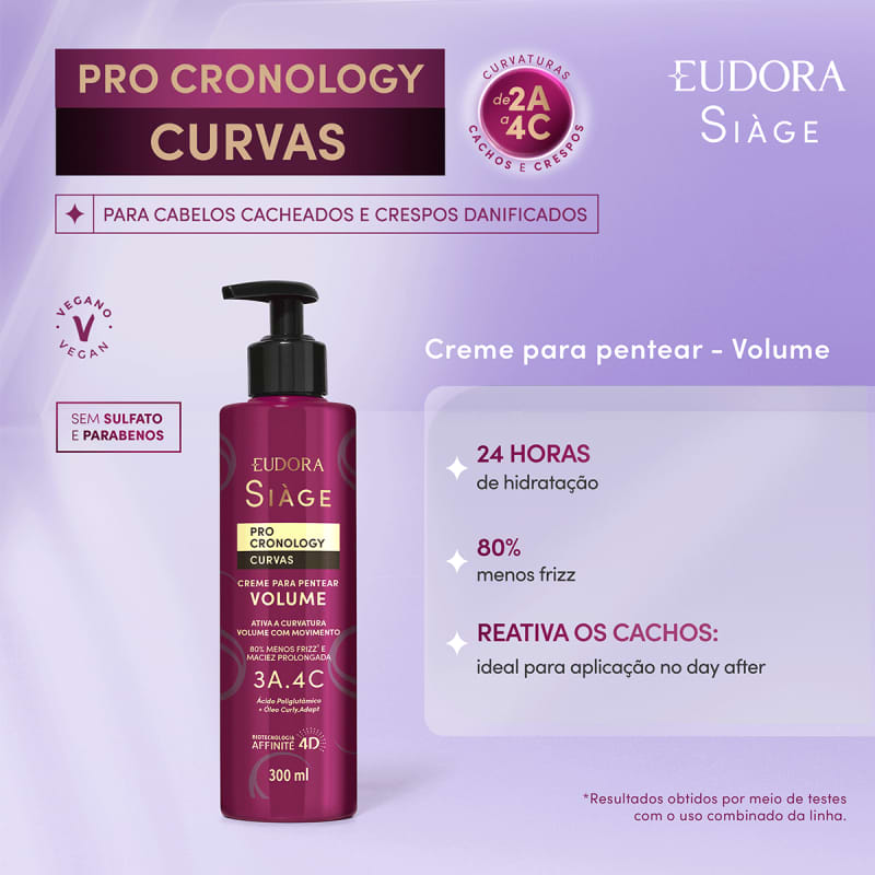 Creme para Pentear Volume Siàge Pro Cronology Curvas 300ml Eudora