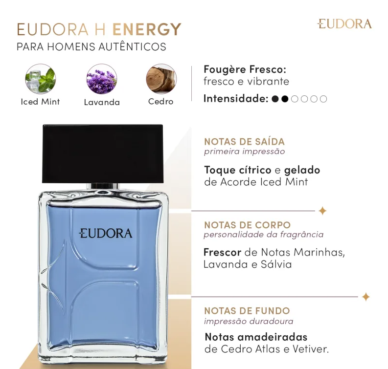 Eudora H Energy Desodorante Colônia 100ml - Eudora