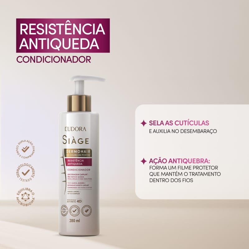Combo Siàge Dermo Hair Antiqueda: Shampoo 300ml + Condicionador 280ml - Eudora