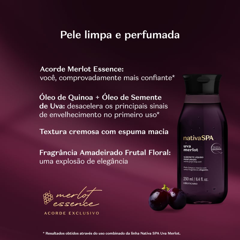 Sabonete Líquido Perfumado Nativa Spa Uva Merlot 250ml - o Boticário