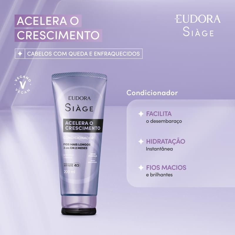 Combo Siàge Acelera o Crescimento: Shampoo 250ml + Condicionador 200ml