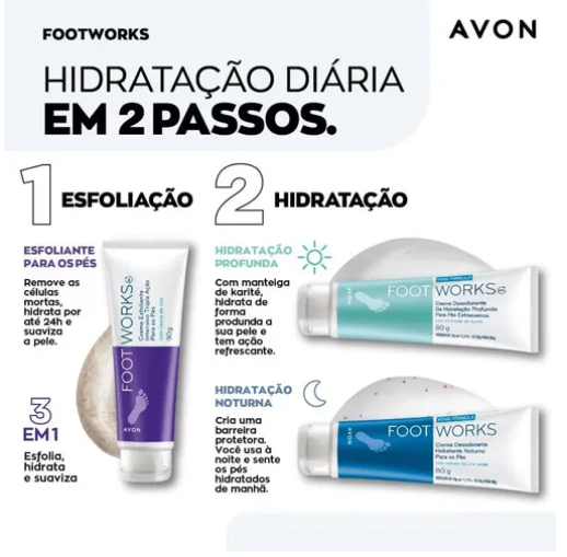 Foot Works Creme Desodorante Noturno Para Pés 80g - Avon