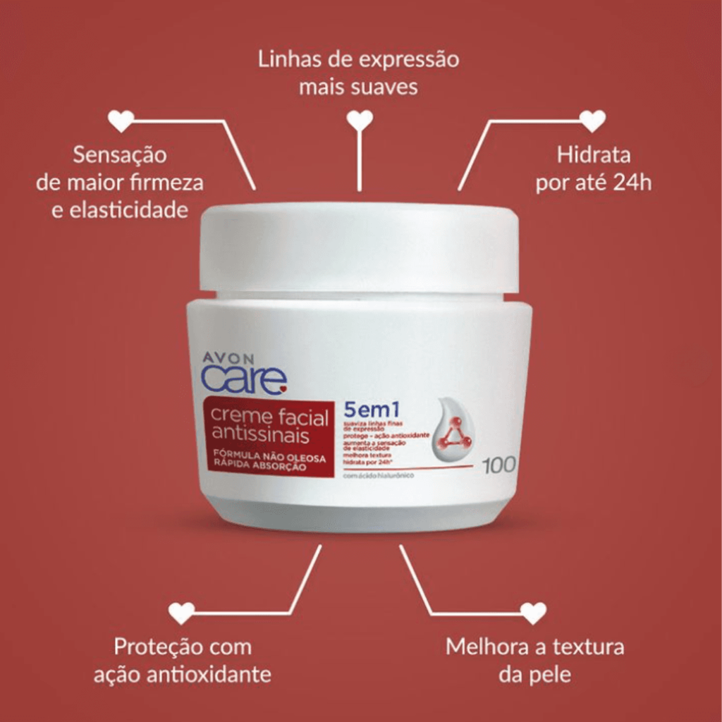 Creme Facial Antissinais 5 em 1 Avon Care 100g