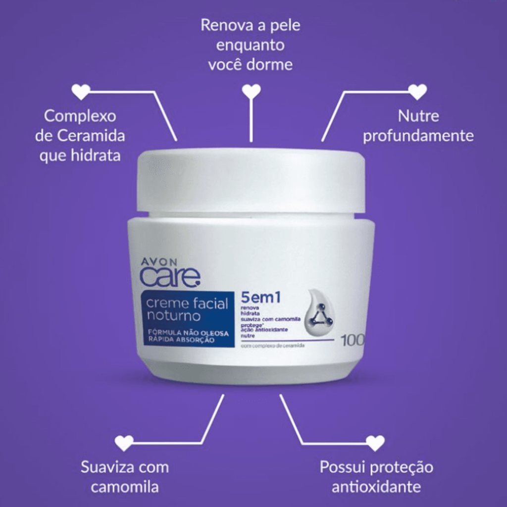 Creme Facial Noturno 5 m 1 Avon Care 100g