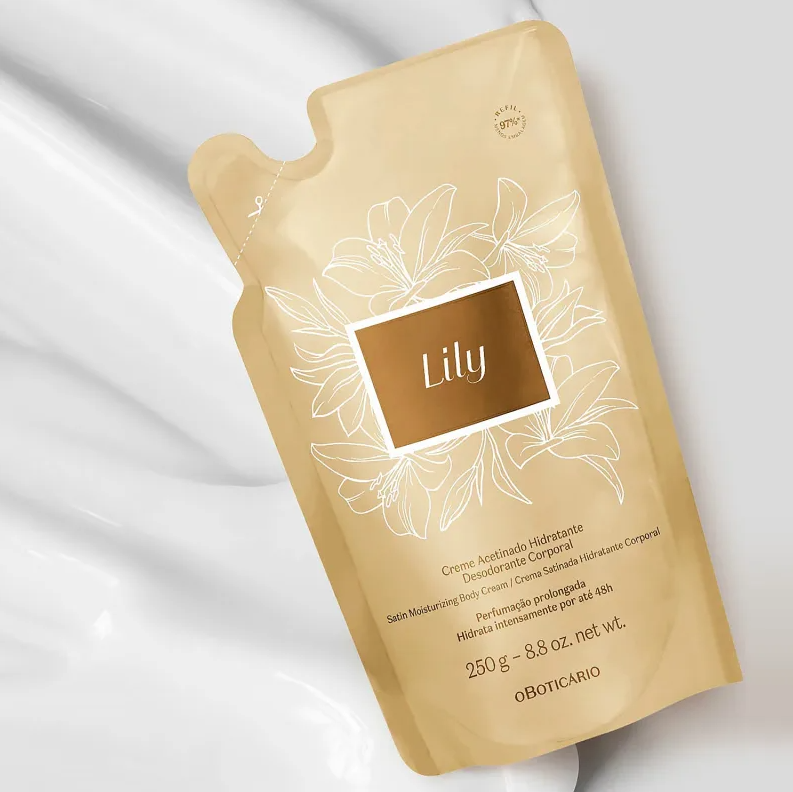 Refil Creme Acetinado Hidratante Desodorante Corporal Lily 250g - O Boticário