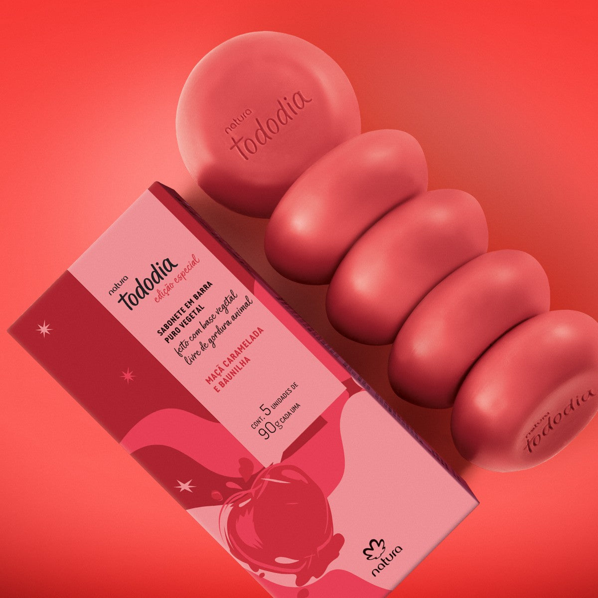 Sabonete em Barra Romã e Amêndoas Glaceadas c/5 90g Tododia - (Edição Especial) Natura