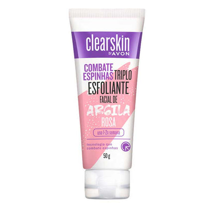 Esfoliante Facial Triplo de Argila Rosa Clearskin Avon 50g