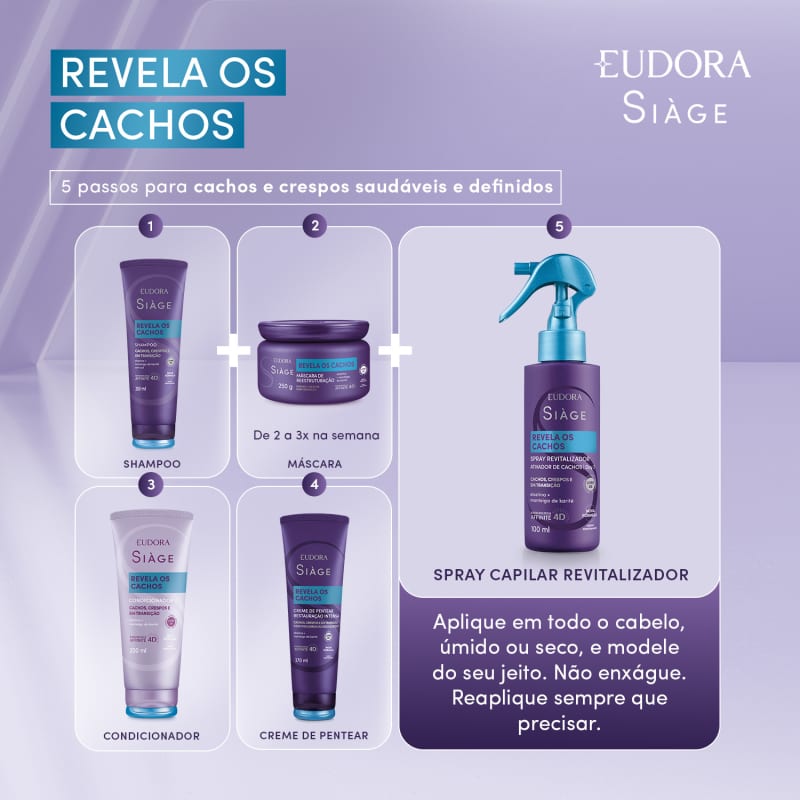 Spray Capilar Revitalizador Siàge Revela Os Cachos 100ml - Eudora