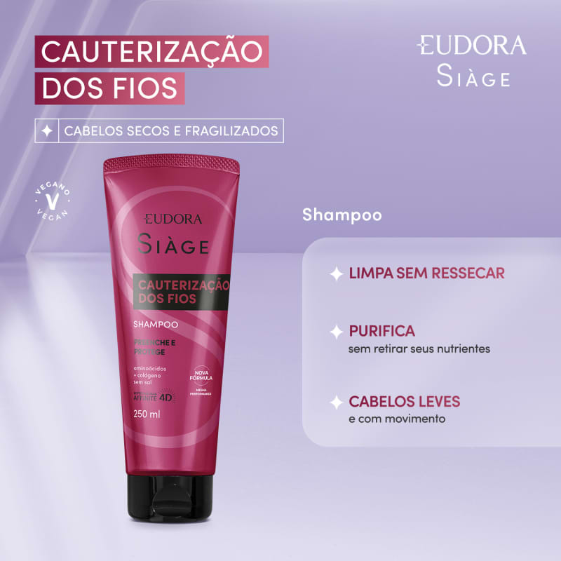 Combo Siàge Cauterização dos Fios: Shampoo 250ml + Condicionador 200ml