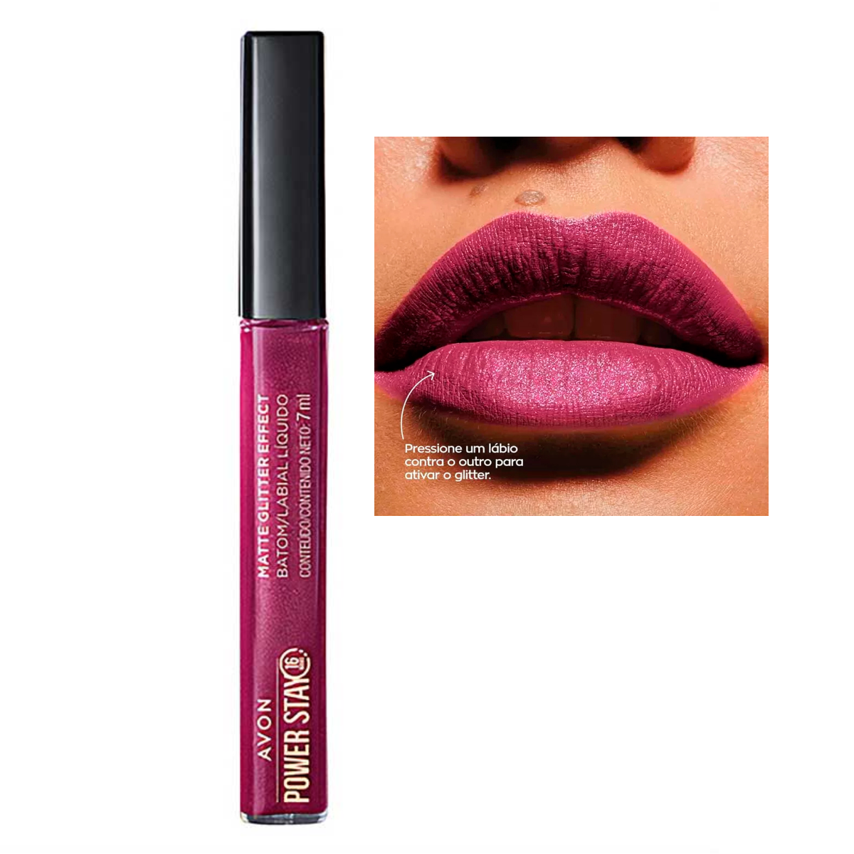 Power Stay Batom Líquido Matte Glitter Effect 16h Avon