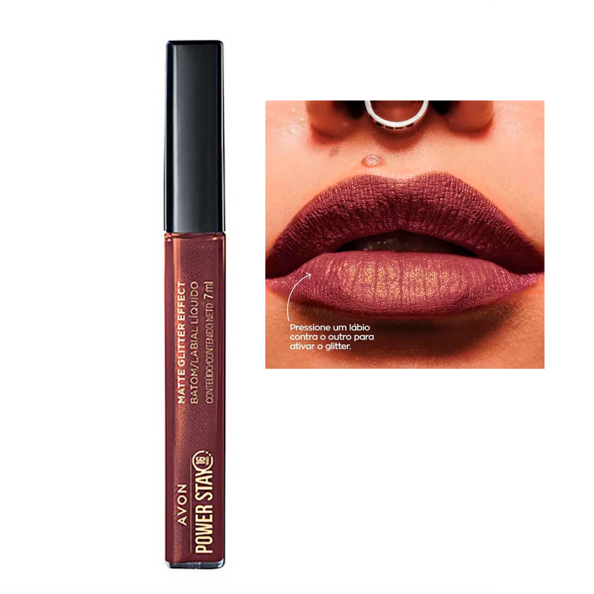 Power Stay Batom Líquido Matte Glitter Effect 16h Avon