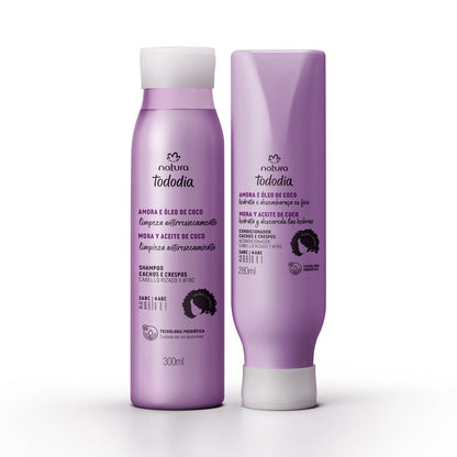 Kit Tododia Cachos e Crespos Amora e Óleo de Coco (Shampoo + Condicionador) - Natura