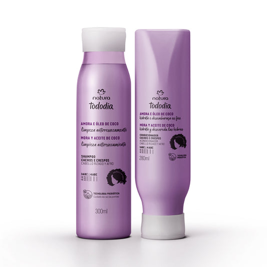 Kit Tododia Cachos e Crespos Amora e Óleo de Coco (Shampoo + Condicionador) - Natura