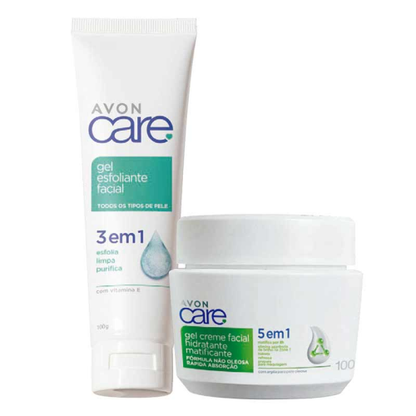 Combo Gel Creme Facial Matificante Care + Gel Esfoliante Facial 3 em 1 Care