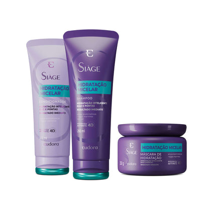 Combo Hidratação Micelar Siàge Shampoo+Condicionador+Mascara Capilar