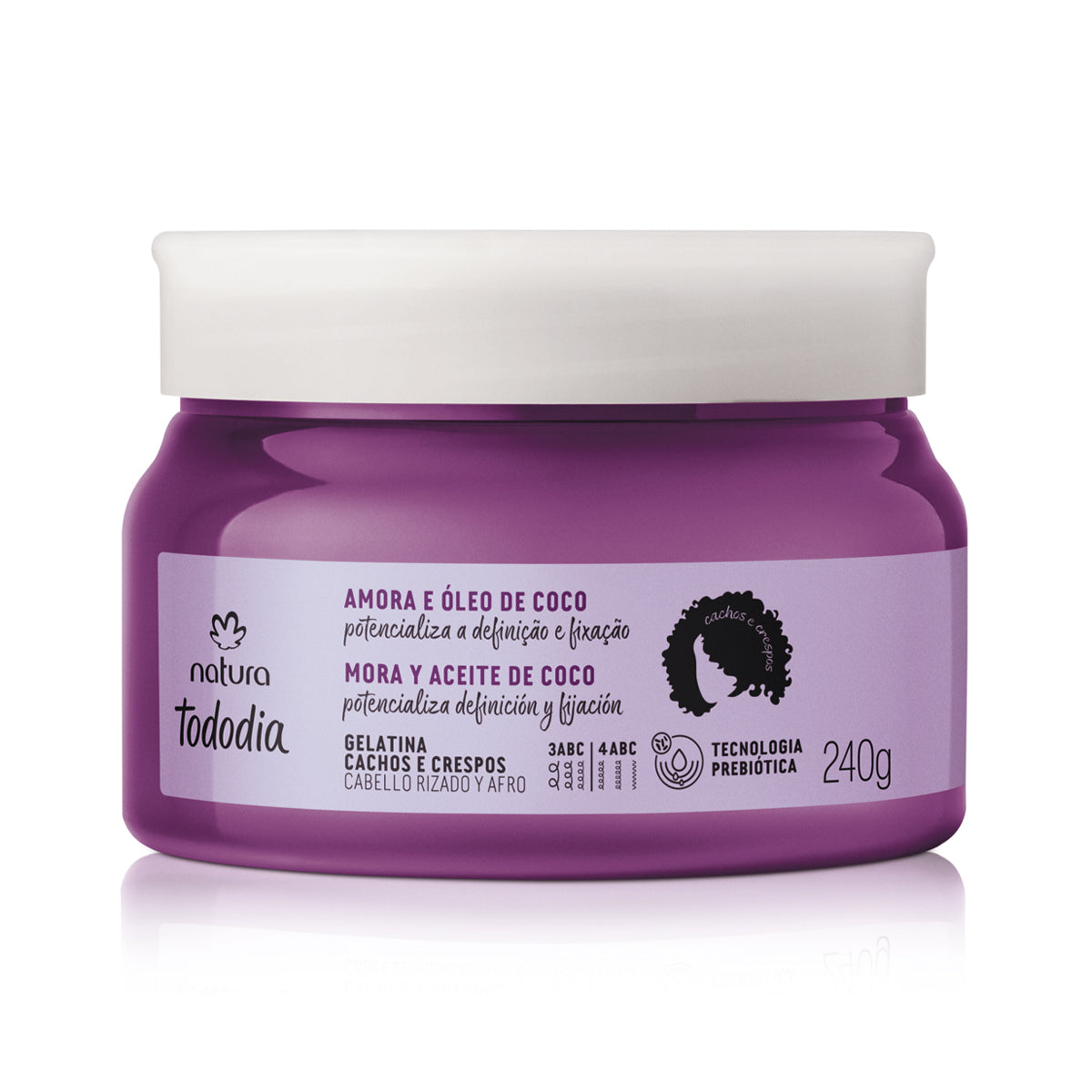 Tododia Gelatina Para Cachos e Crespos  Amora e Óleo de Coco 240g - Natura