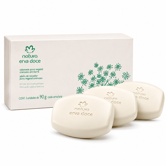 Sabonete Puro Vegetal Cremoso Erva Doce C/3 90g - Natura