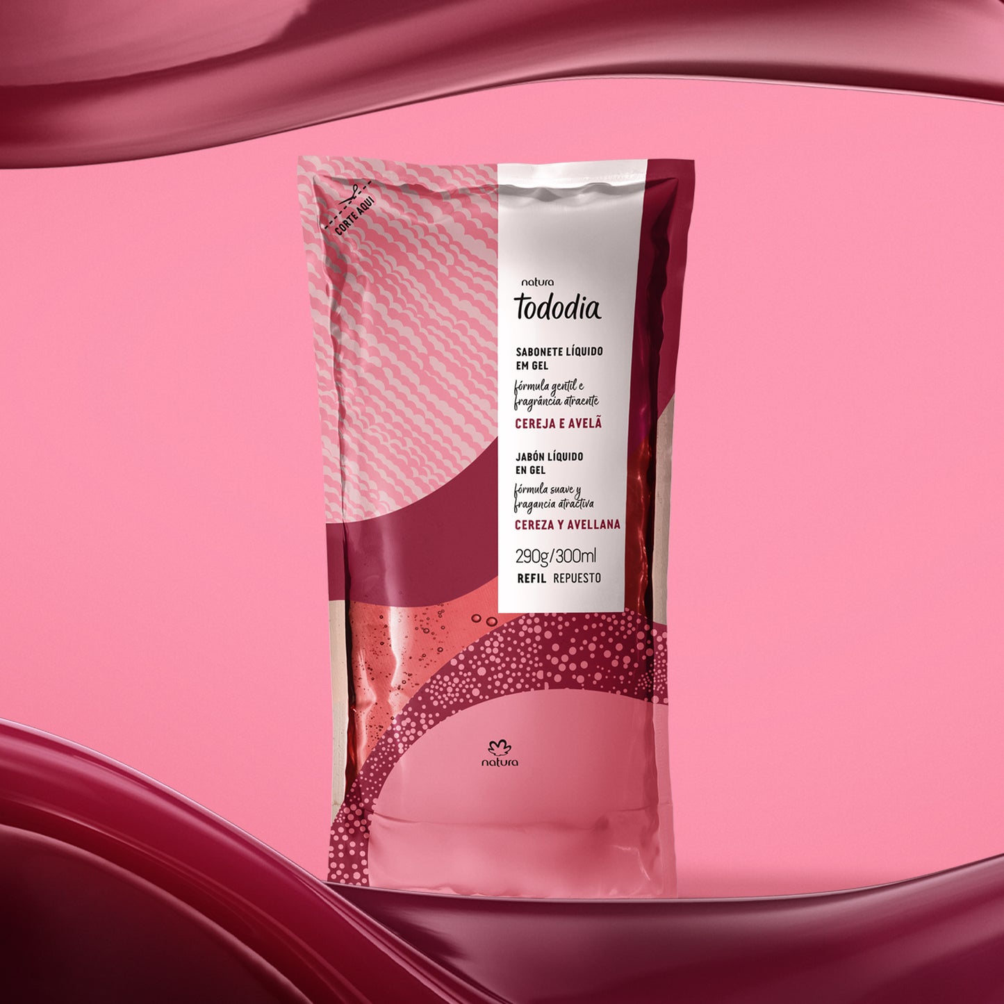 Refil Sabonete Líquido em Gel Tododia Cereja e Avelã 300ml - Natura