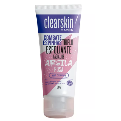 Esfoliante Facial Triplo de Argila Rosa Clearskin Avon 50g