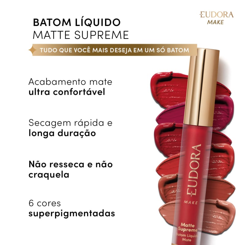 Batom Líquido Matte Supreme 4ml - Eudora