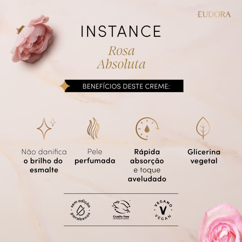 Creme Perfumado para Mãos Instance Rosa Absoluta 30g - Eudora