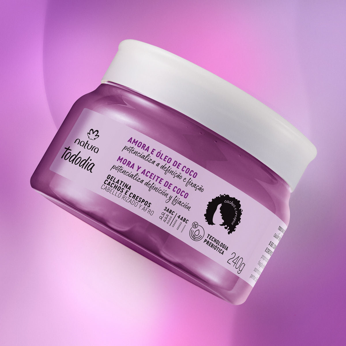 Tododia Gelatina Para Cachos e Crespos  Amora e Óleo de Coco 240g - Natura