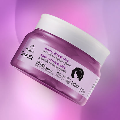 Tododia Gelatina Para Cachos e Crespos  Amora e Óleo de Coco 240g - Natura