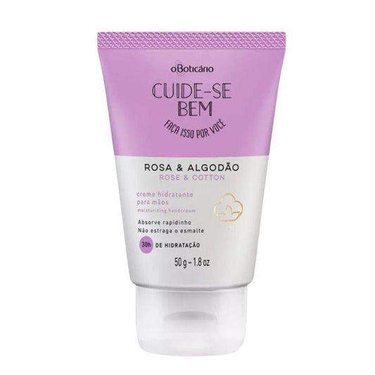 Creme Hidratante para Mãos Cuide-se Bem Rosa e Algodão 50g - o Boticário