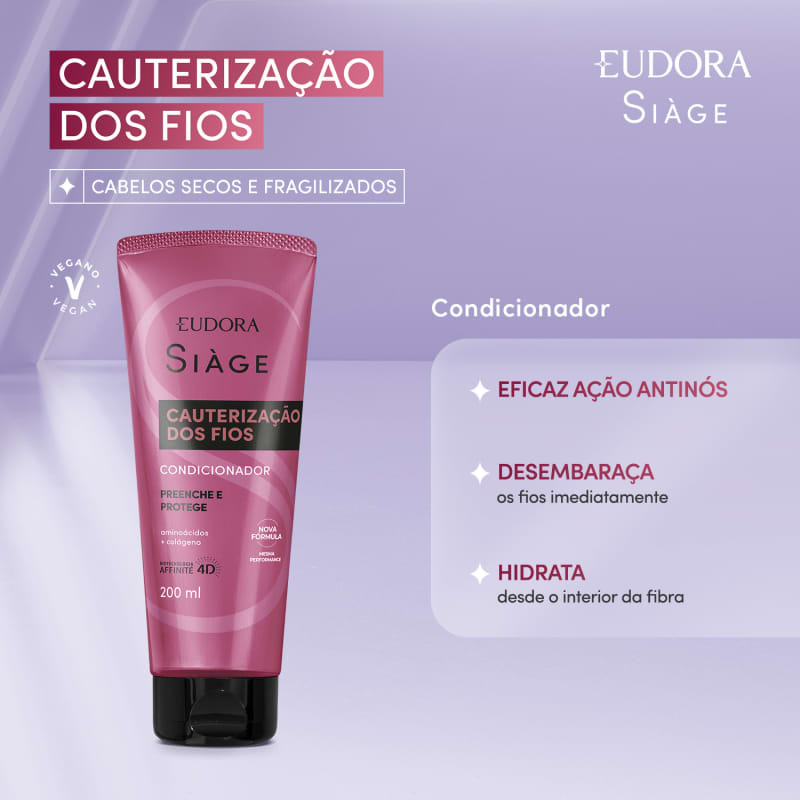 Combo Siàge Cauterização dos Fios: Shampoo 250ml + Condicionador 200ml