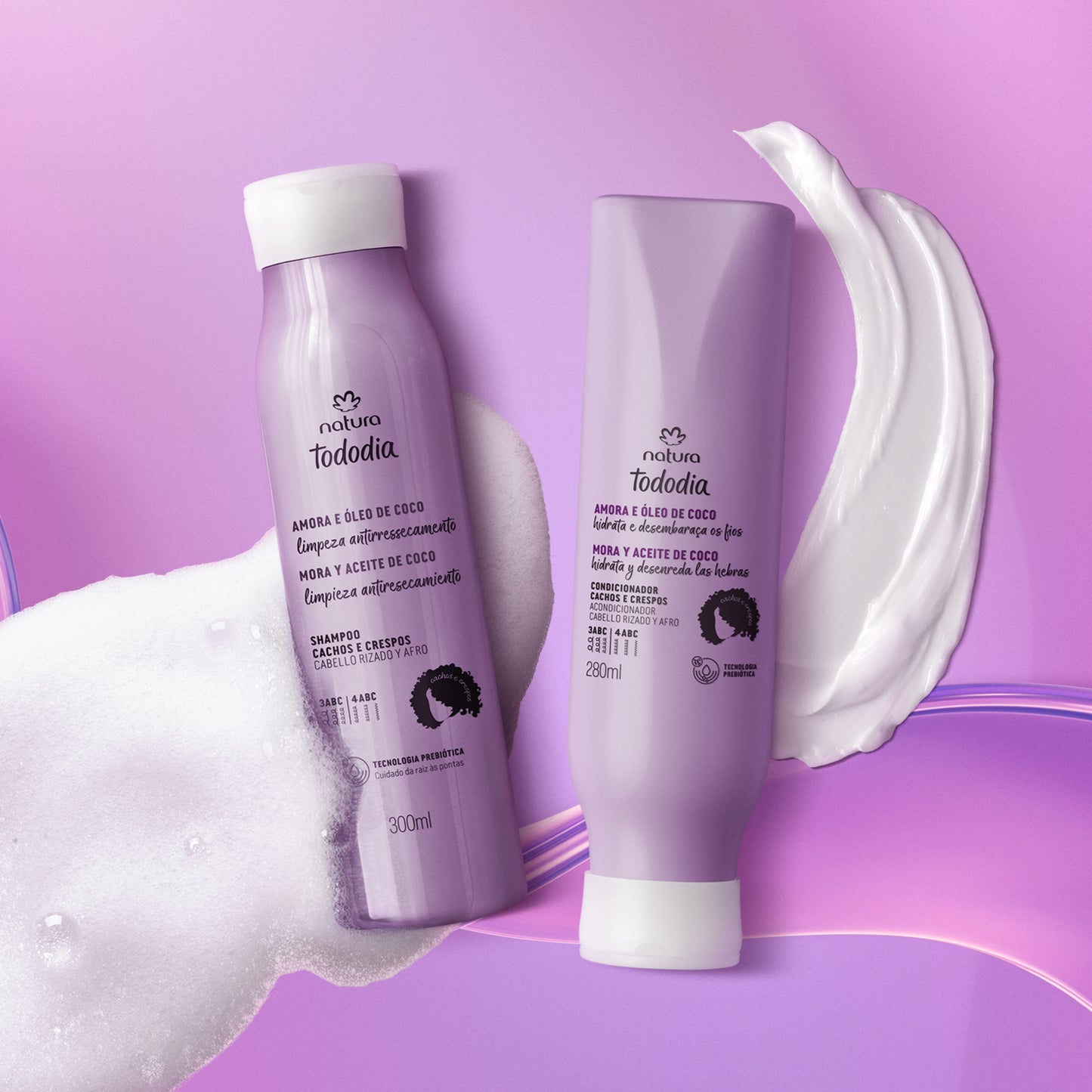 Kit Tododia Cachos e Crespos Amora e Óleo de Coco (Shampoo + Condicionador) - Natura